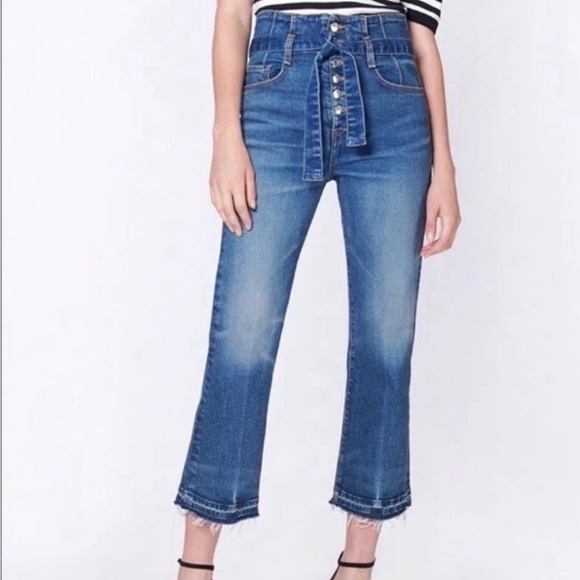 VERONICA BEARD Marlene 12" Rise Corset Straight-Leg Cropped Jeans - Picture 1 of 16